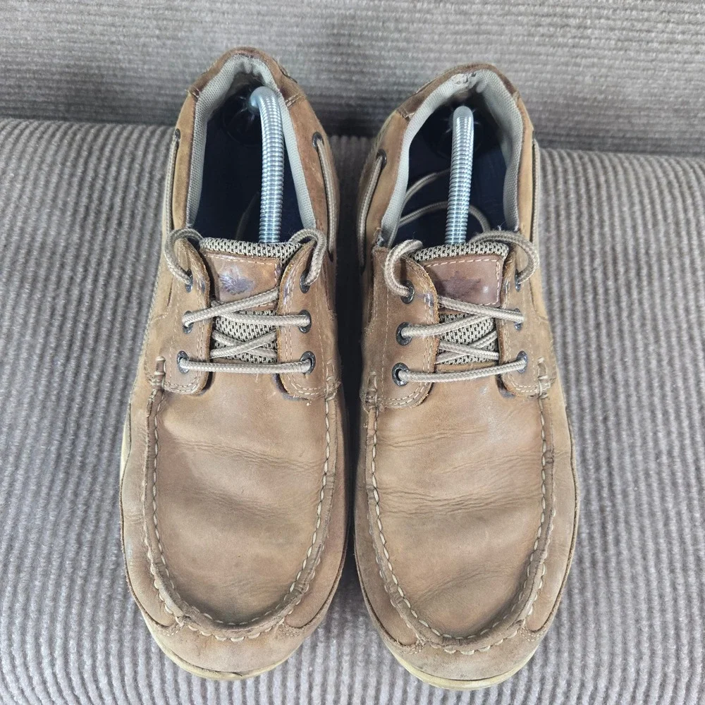 Dockers Mens 11.5W Brown Leather Mesh Moc Toe‎ Boat Shoes 90-38613